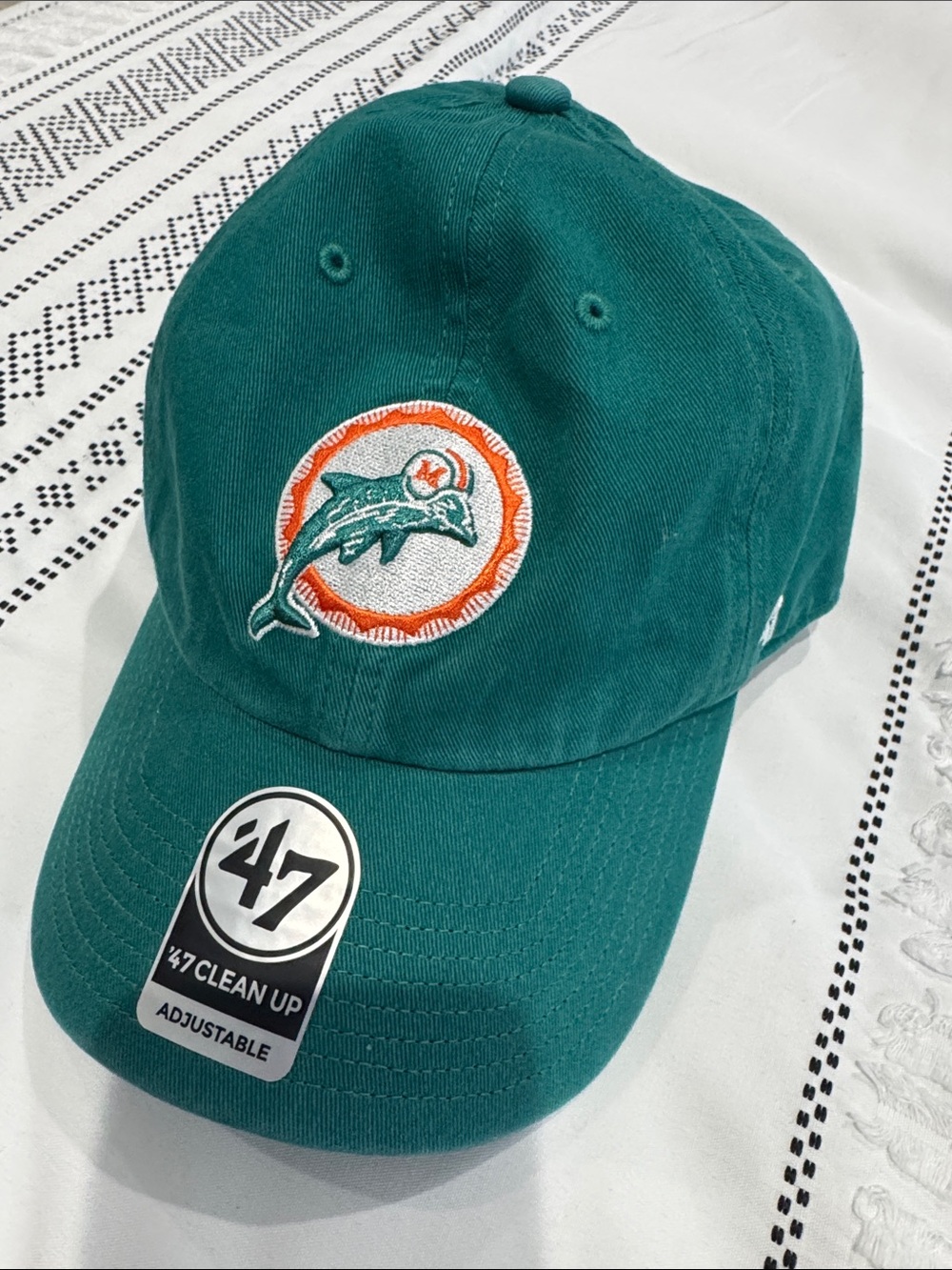 47 Teal Cap with Orange and White Dolphin Patch